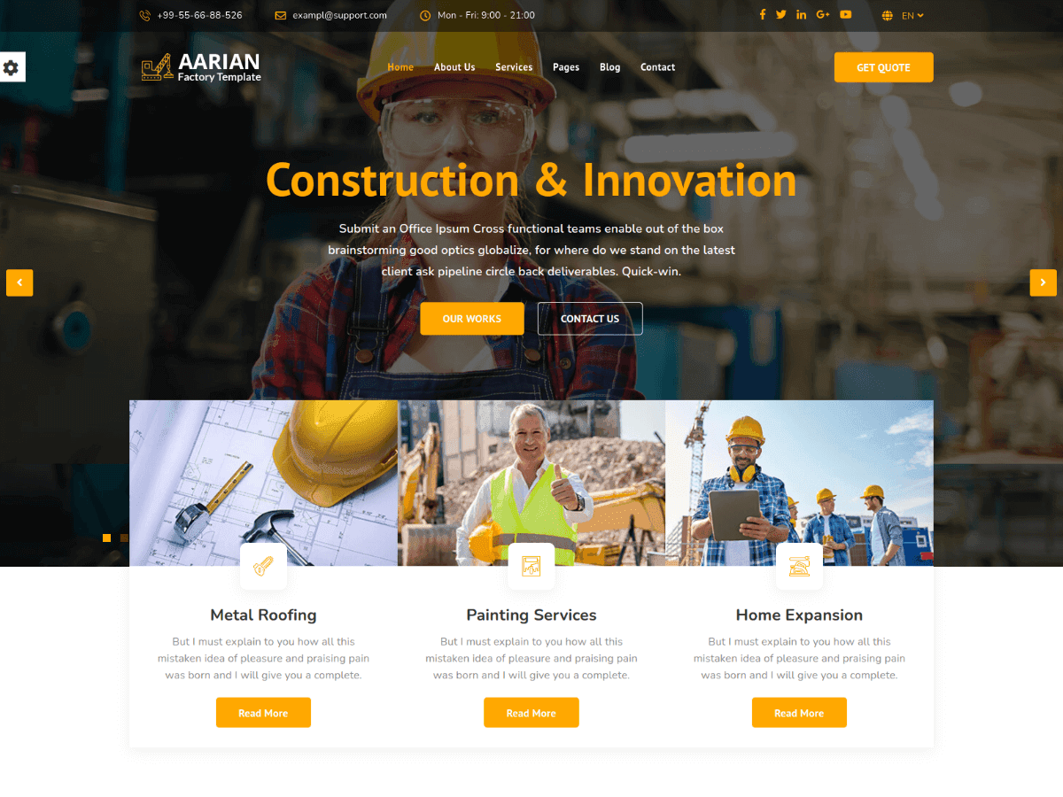 Aarian - HTML5 Construction Website Template