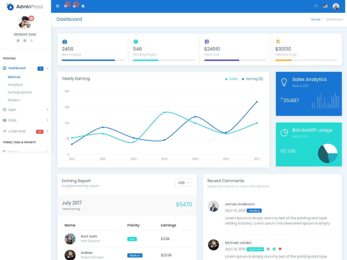 Admin Press - Easy To Customize Bootstrap Admin Dashboard Template