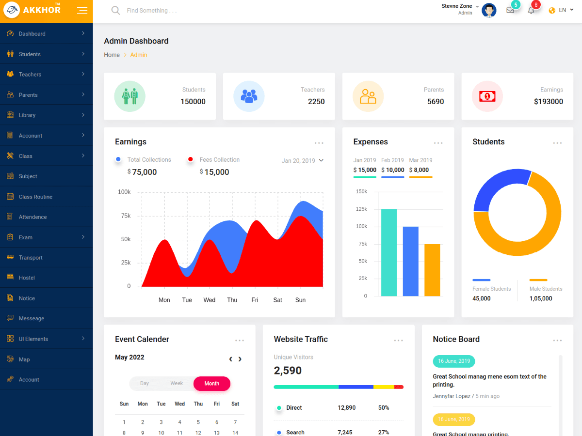 Akkhor - Bootstrap School Management Admin Template