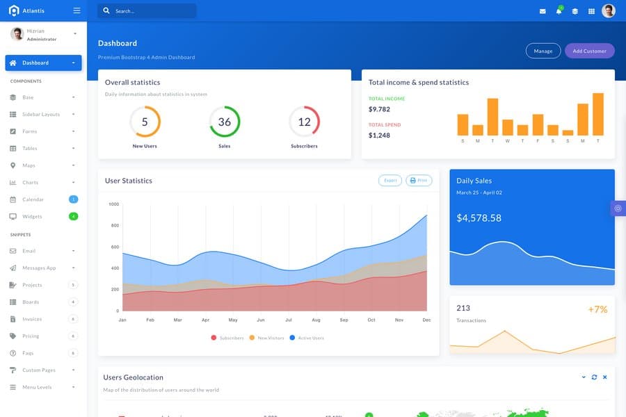 Atlantis Lite - Free Responsive Admin Dashboard Template