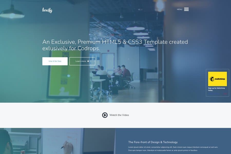 one page software company website template