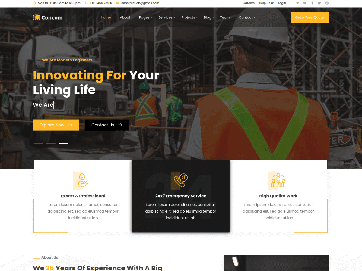 Concom - Construction & Building Company HTML Website Template