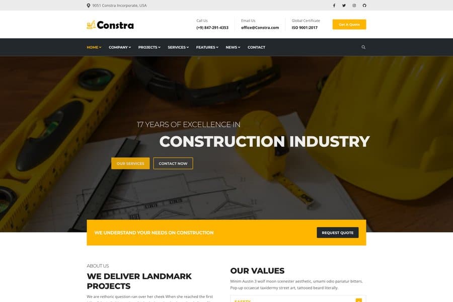  html5 construction business website free theme