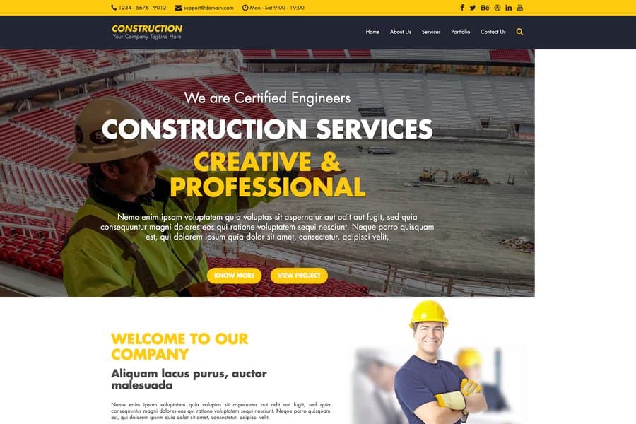 Construction - Free Construction Company Website Template