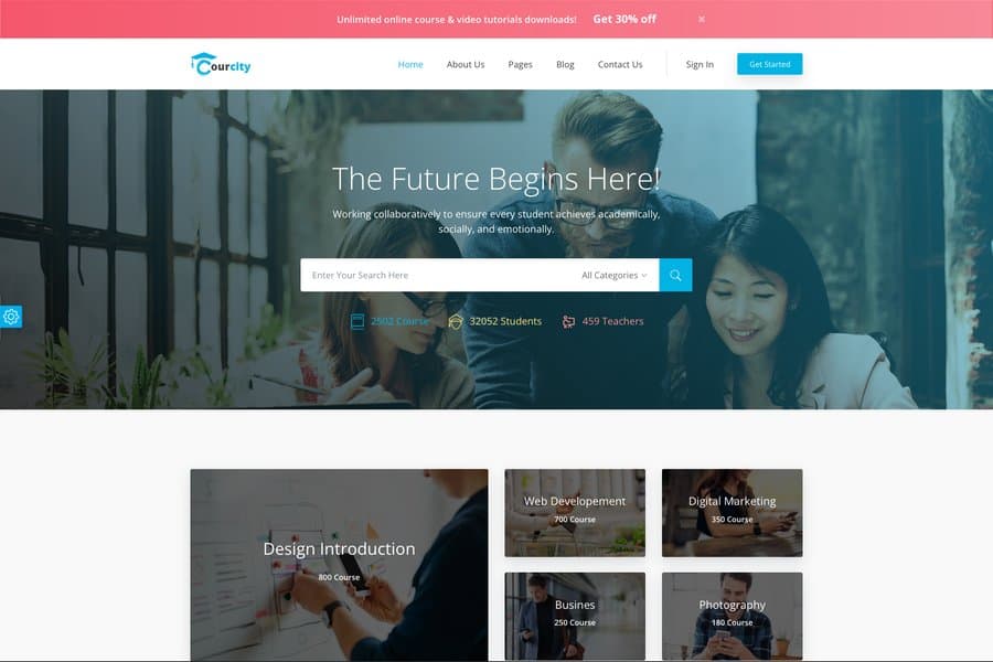 courcity e-learning website template