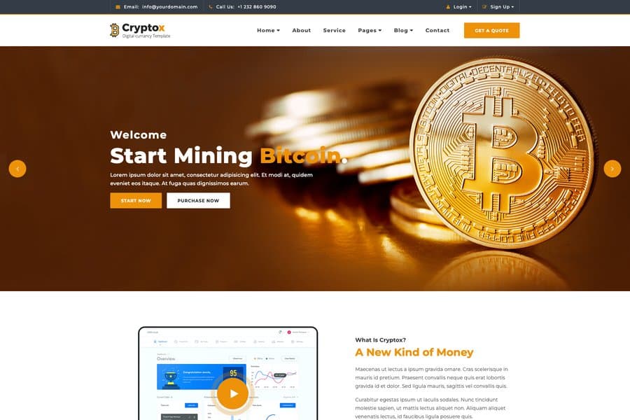 Cryptox - Cryptocurrency Website Template