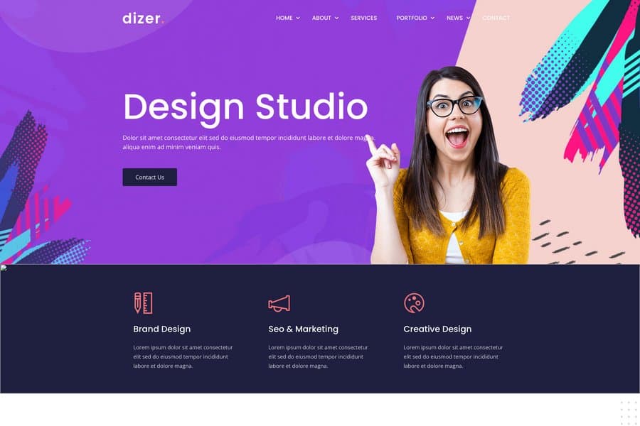 dizer premium bootstrap portfolio template