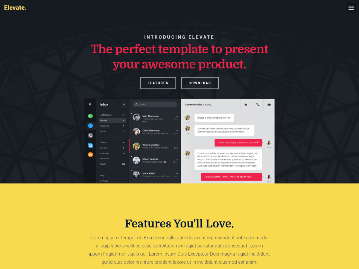 Responsive landing page template