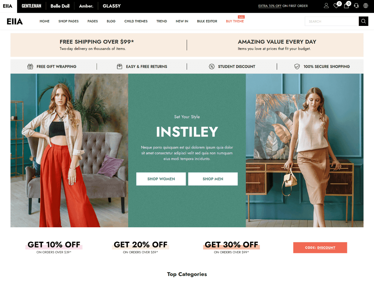 Shopify platform based e-commerce template