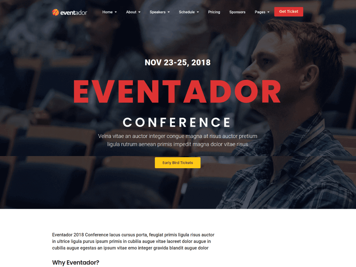 EventAdor - WordPress Event Management Website Template