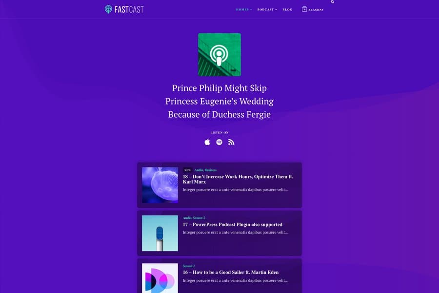 fastcast minimal design podcast theme