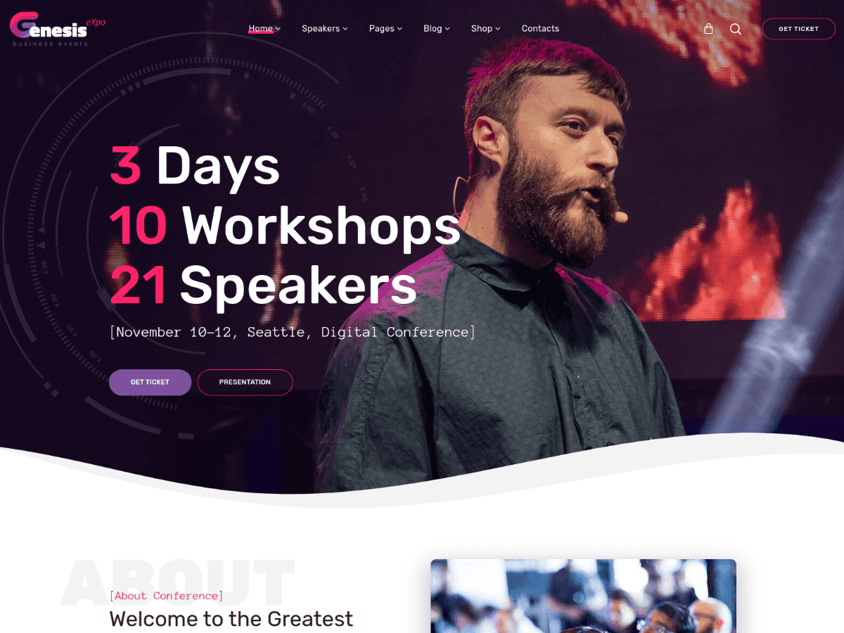 GenesisExpo - Events Booking Website Template