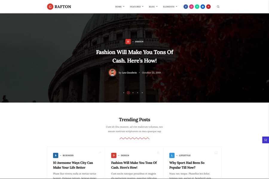 grafton blog and magazine wordpress theme