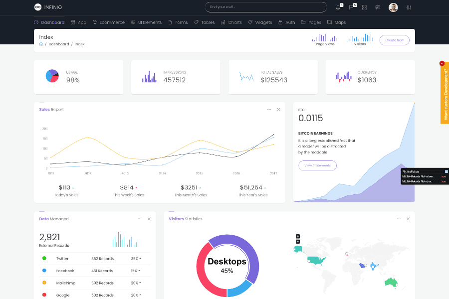 infinio admin dashboard template