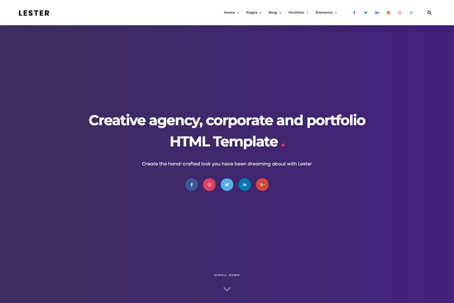 lester unique creative personal portfolio template