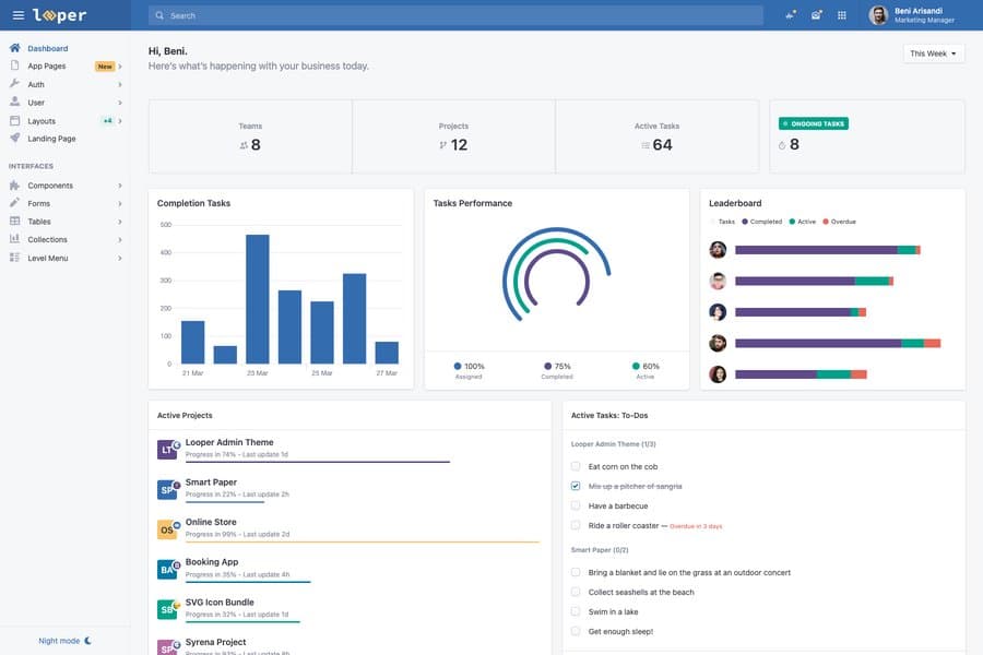 responsive admin dashboard template