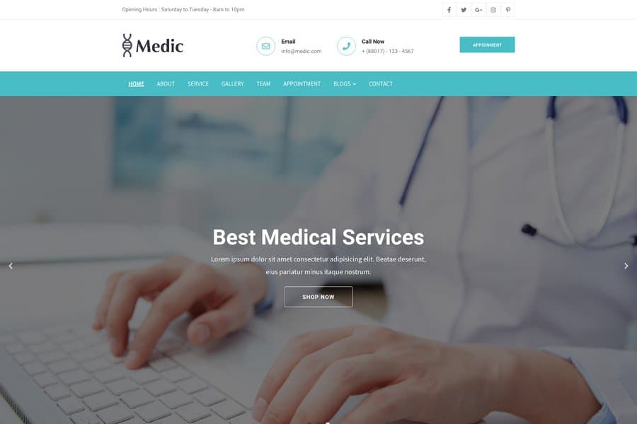 free bootstrap medical website template