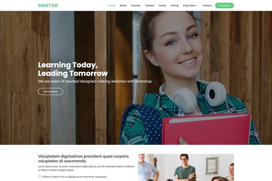 mentor free bootstrap education website template