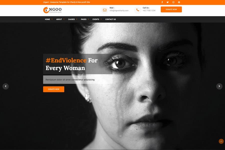 ngoo minimal charity and nonfrofit organization website template