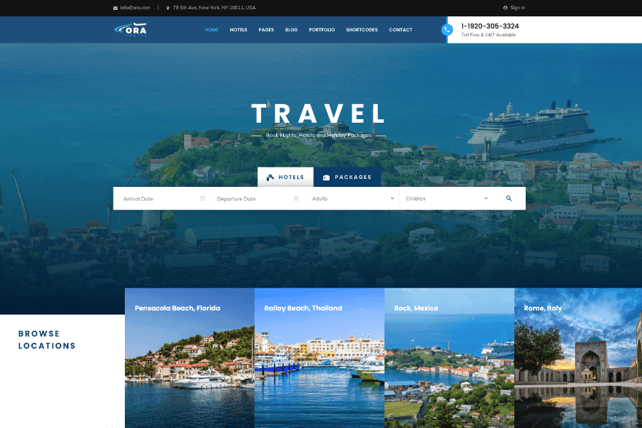 Ora - Professional WordPress Travel Website Theme