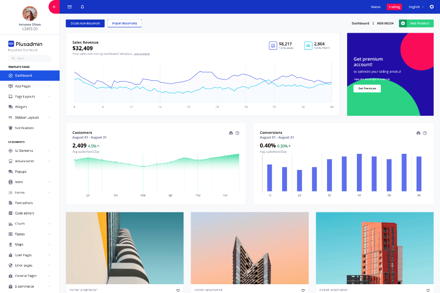 Plus Admin - Lightweight Admin Panel Templates