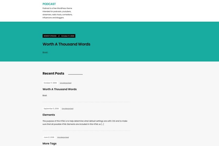 podcast free wordpress podcast website theme