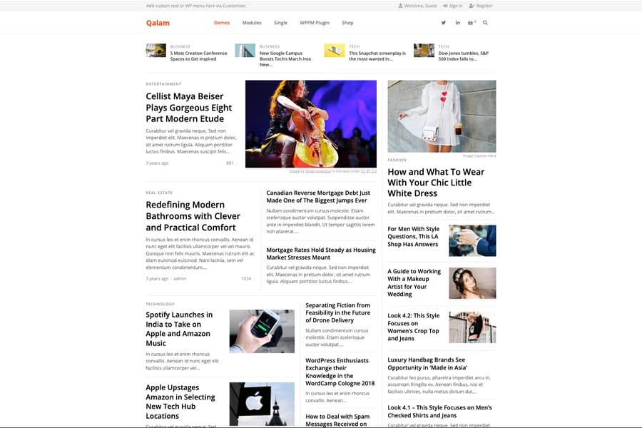 qalam modern newspaper and magazine theme