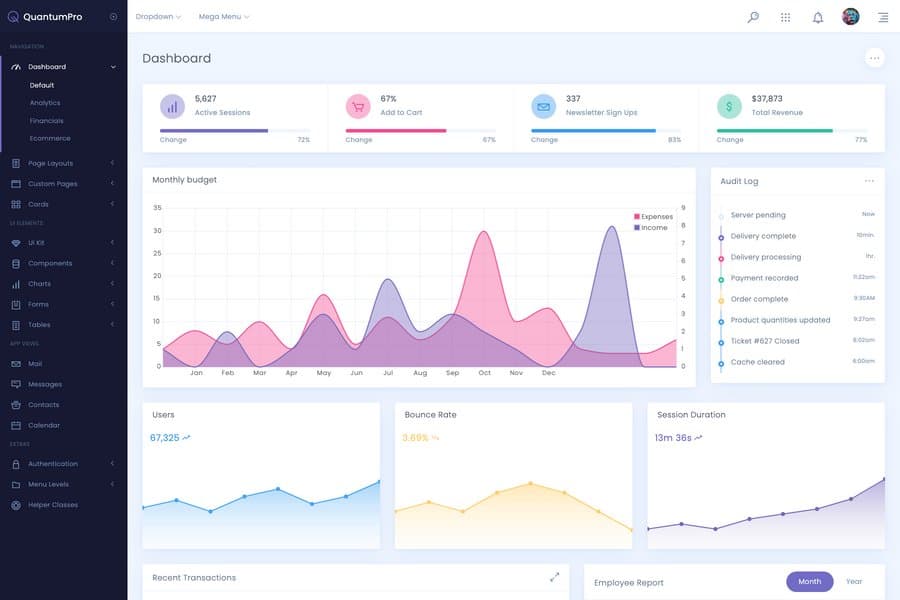 quantumpro bootstrap simple admin panel template