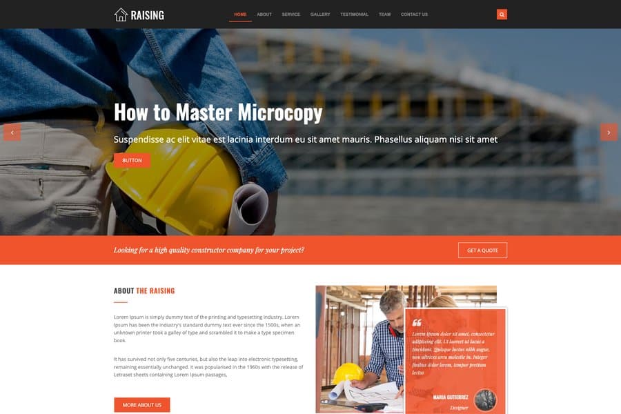 Raising - Free Construction Company Website Template