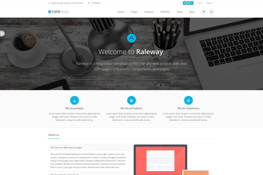 raleway mega bootstrap template