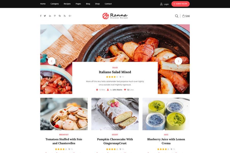 Ranna - Bootstrap Recipe Blog Template