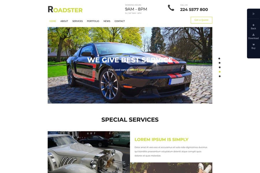 Roadster-free-Transportation-website-template