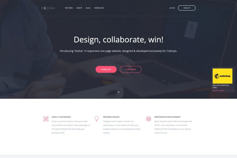 freebie sedna one page website template