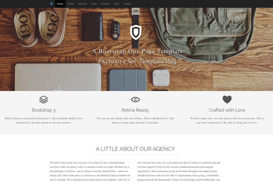 free one page corporate html5 theme