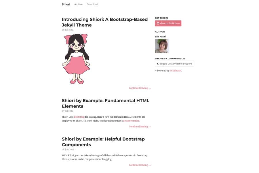 Shiori - Free Jekyll Blog Themes