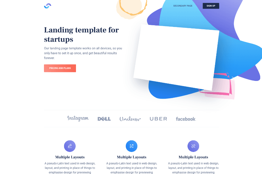 Shienna - startup landing page