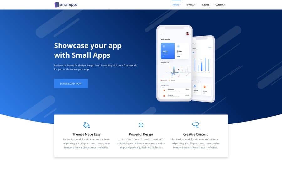 Responsive HTML template for mobile app company