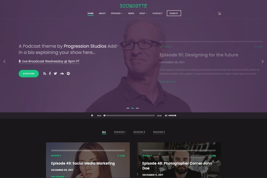 soundbyte bestselling podcast wordpress template