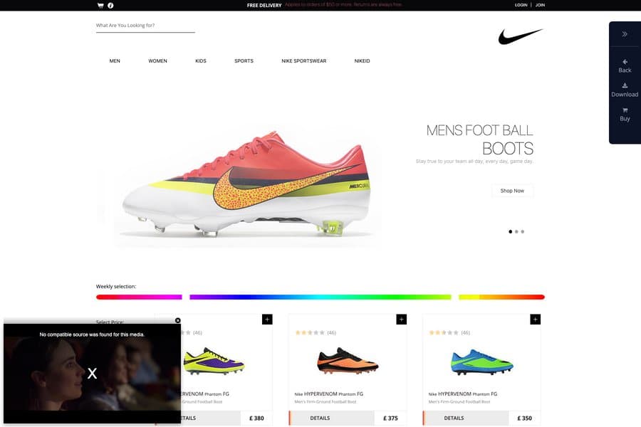 spike shoes free responsive ecommerce template