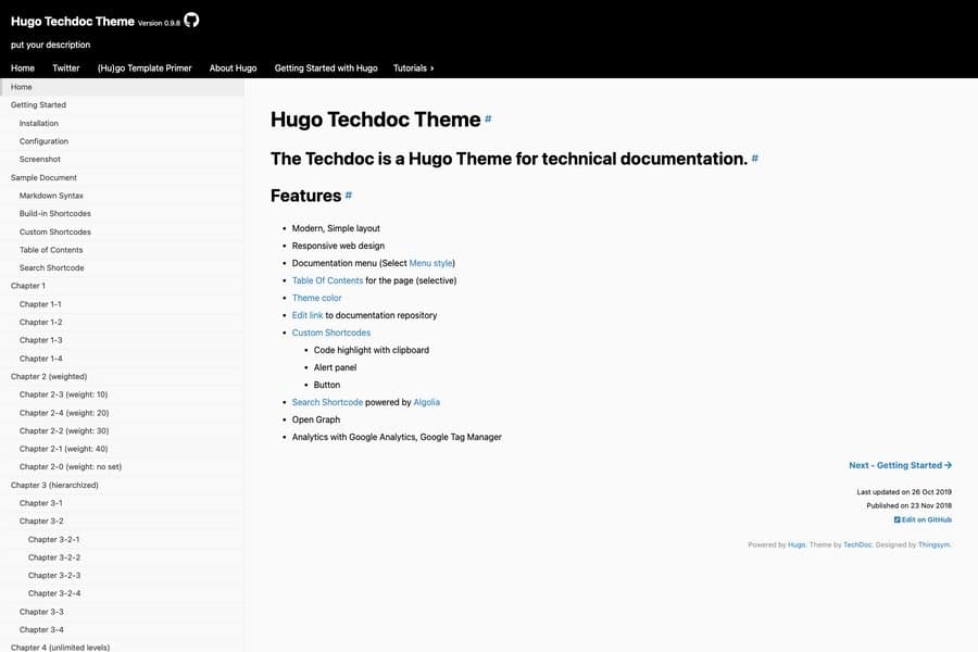 TechDoc - Free Hugo Technical Documentation Template