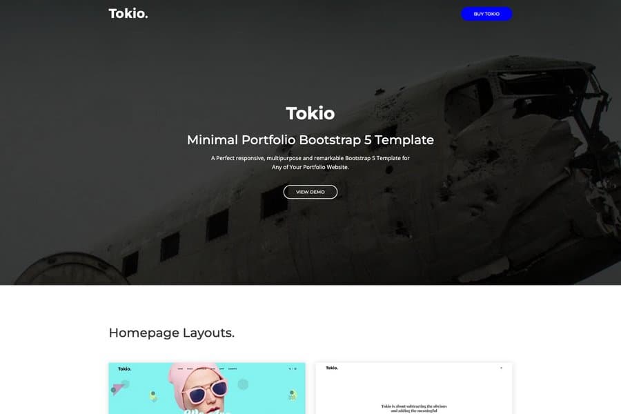 tokio minimal bootstrap portfolio template