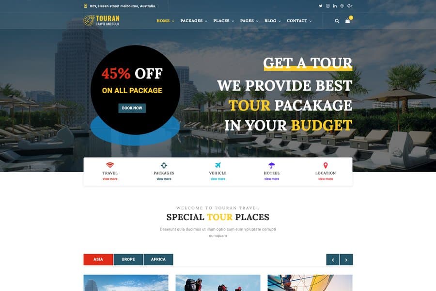 Touran - Bootstrap HTML5 Travel Website Themes