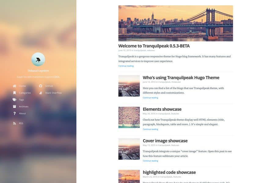 tranquilpeak hugo theme