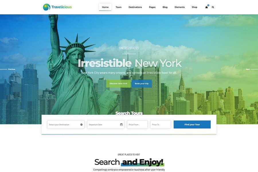 Travelicious - Tour Operator Website Template