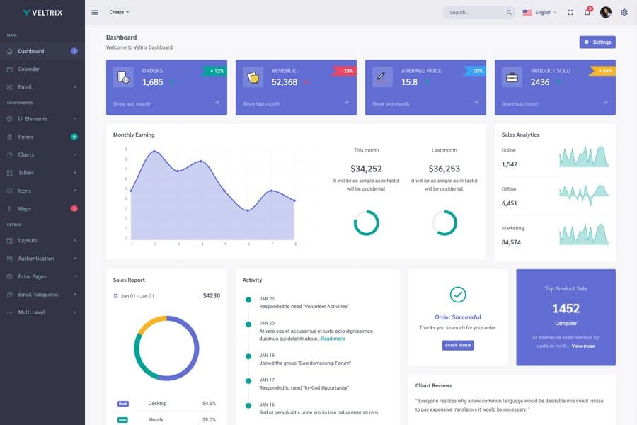 Veltrix - VueJs Admin Dashboard Template