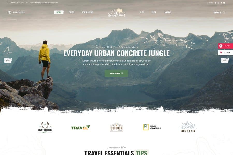 Wanderland - travel blog template