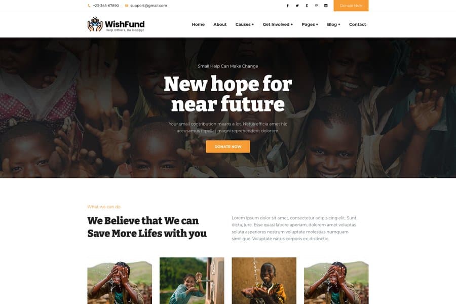 wishfund bootstrap ngo website template