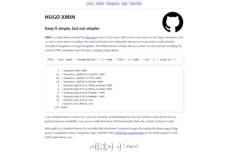 xmin hugo theme